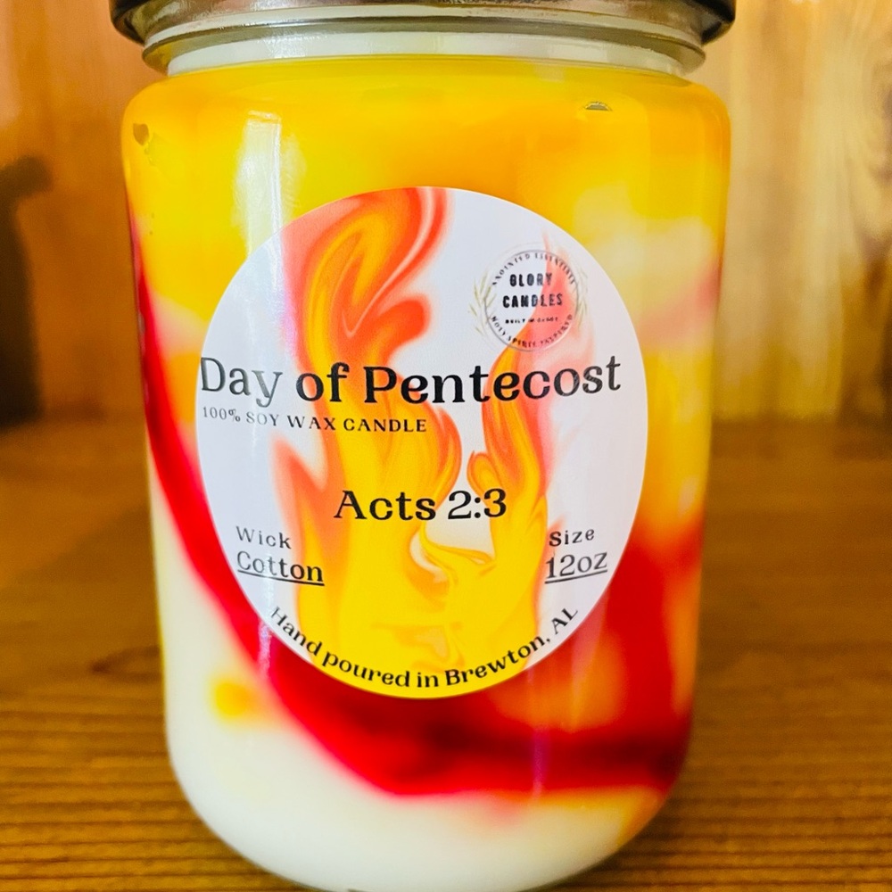 Day of Pentecost Soy Wax Candle - Red, Yellow, White